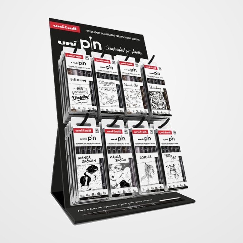 ROTULADOR CALIBRADO UNI-BALL PIN SURTIDO EXPOSITOR de 32 SETS