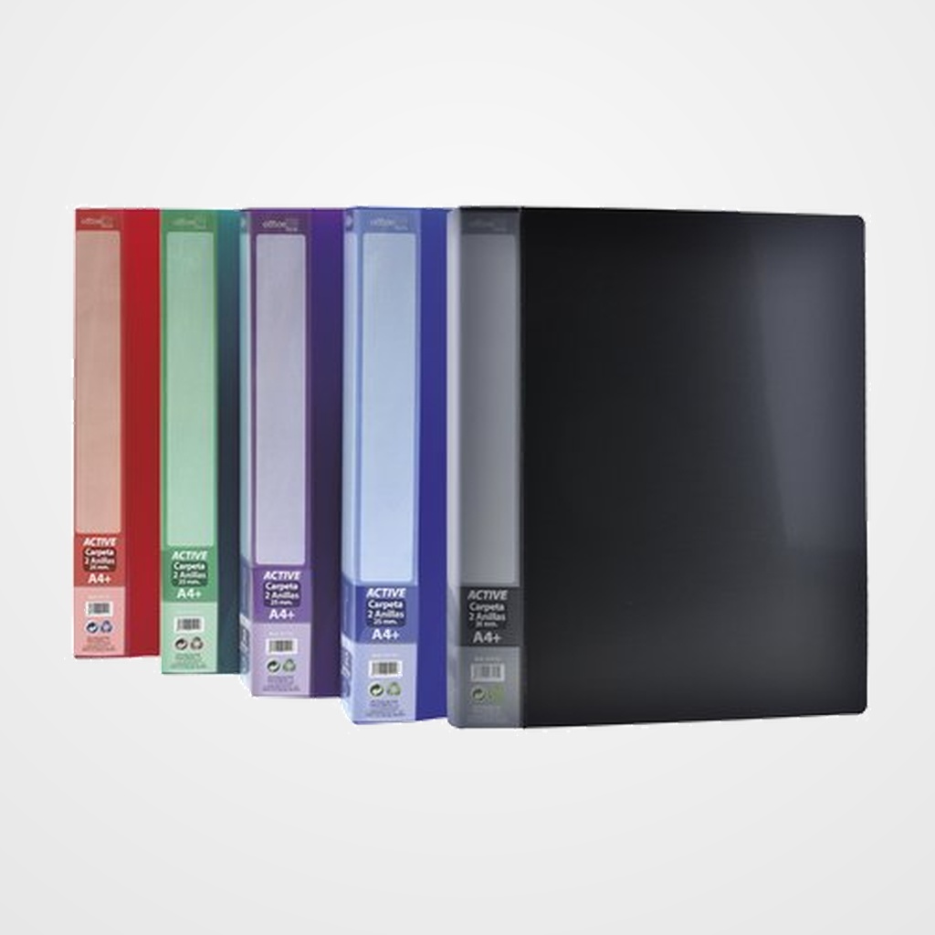 CARPETA de ANILLAS OFFICE BOX PP TWILL SUPRA A4 2 an.25mm 5 col.surt.