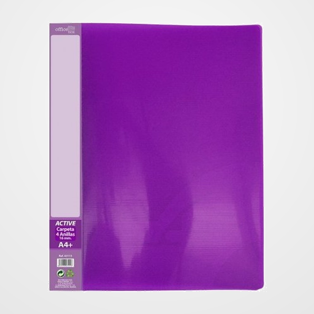 CARPETA de ANILLAS OFFICE BOX PP TWILL SUPRA A4+ 4 an.16mm MORADO