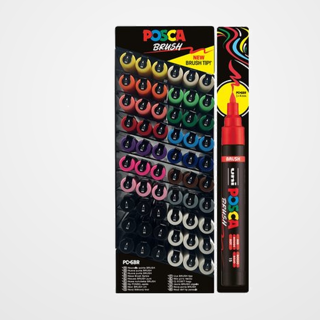 MARCADOR T.OPACA NO PERM. UNI POSCA BRUSH 1-4mm (PC-5BR) EXPOSITOR de 60