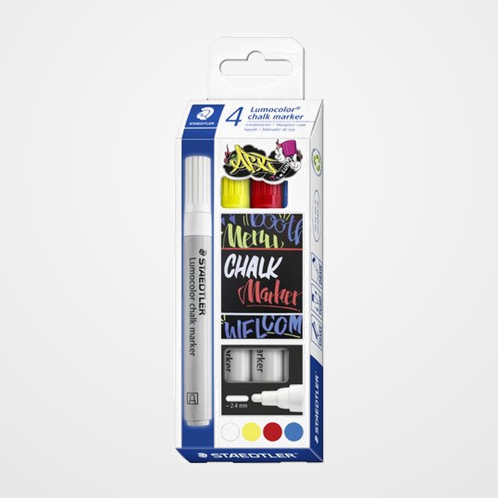 MARCADOR TIZA LIQUIDA STAEDTLER CHALK MARKER 344 ESTUCHE DE 4