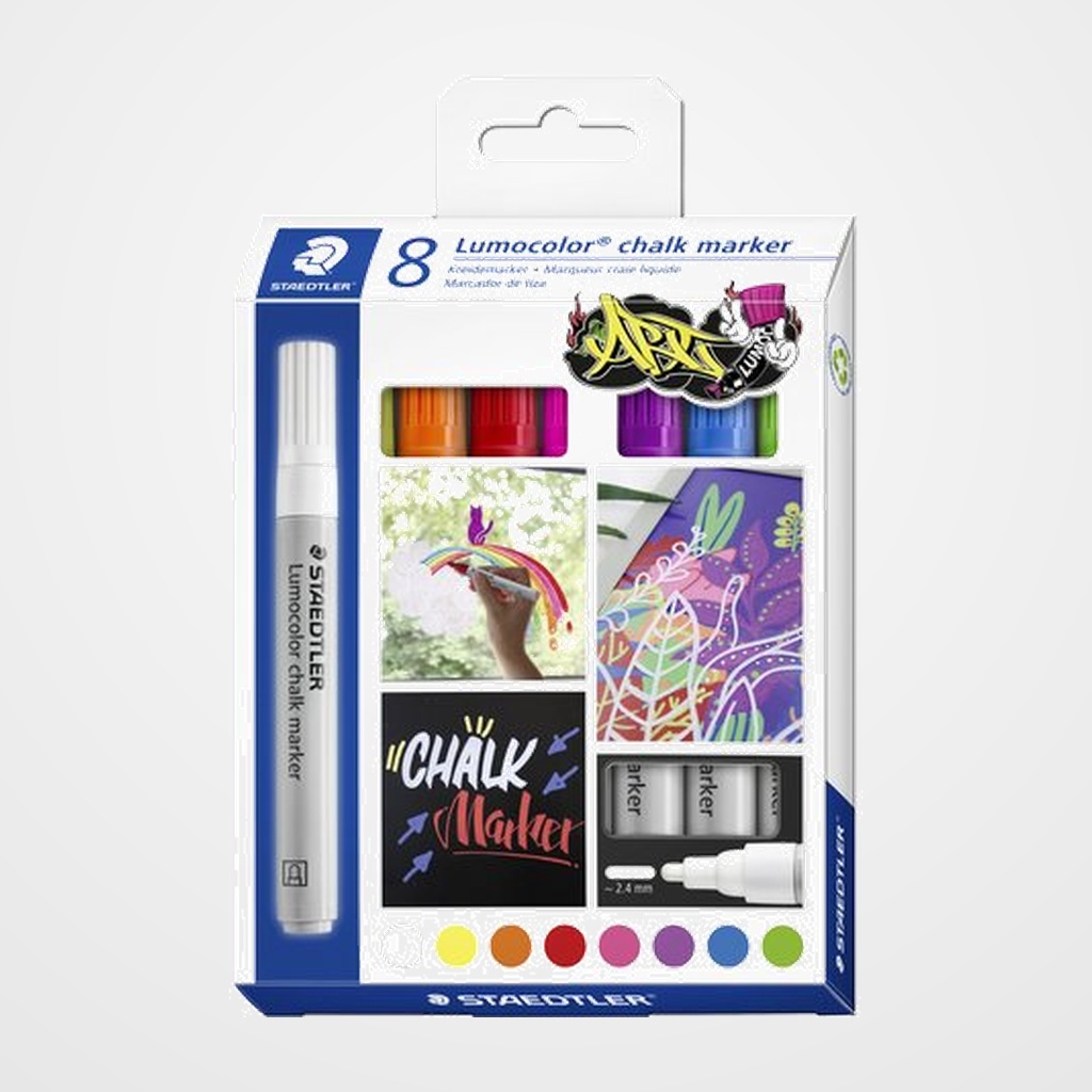 MARCADOR TIZA LIQUIDA STAEDTLER CHALK MARKER 344 ESTUCHE DE 8