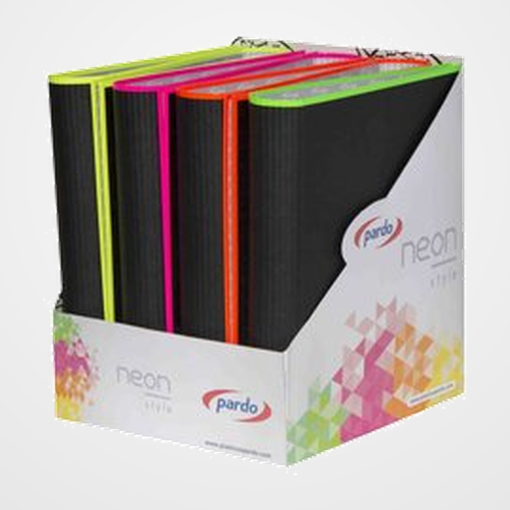 CARPETA de ANILLAS PARDO BORDE NEON CARTON FORRADO Fº 4 an. 40mm CURVO AMARILLO