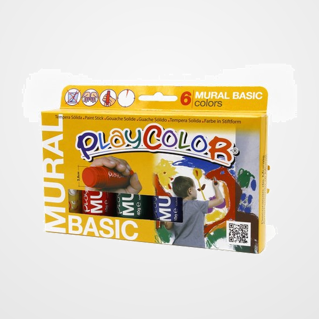 TEMPERA SOLIDA PLAYCOLOR MURAL 40Gr. ESTUCHE de 6 COLORES