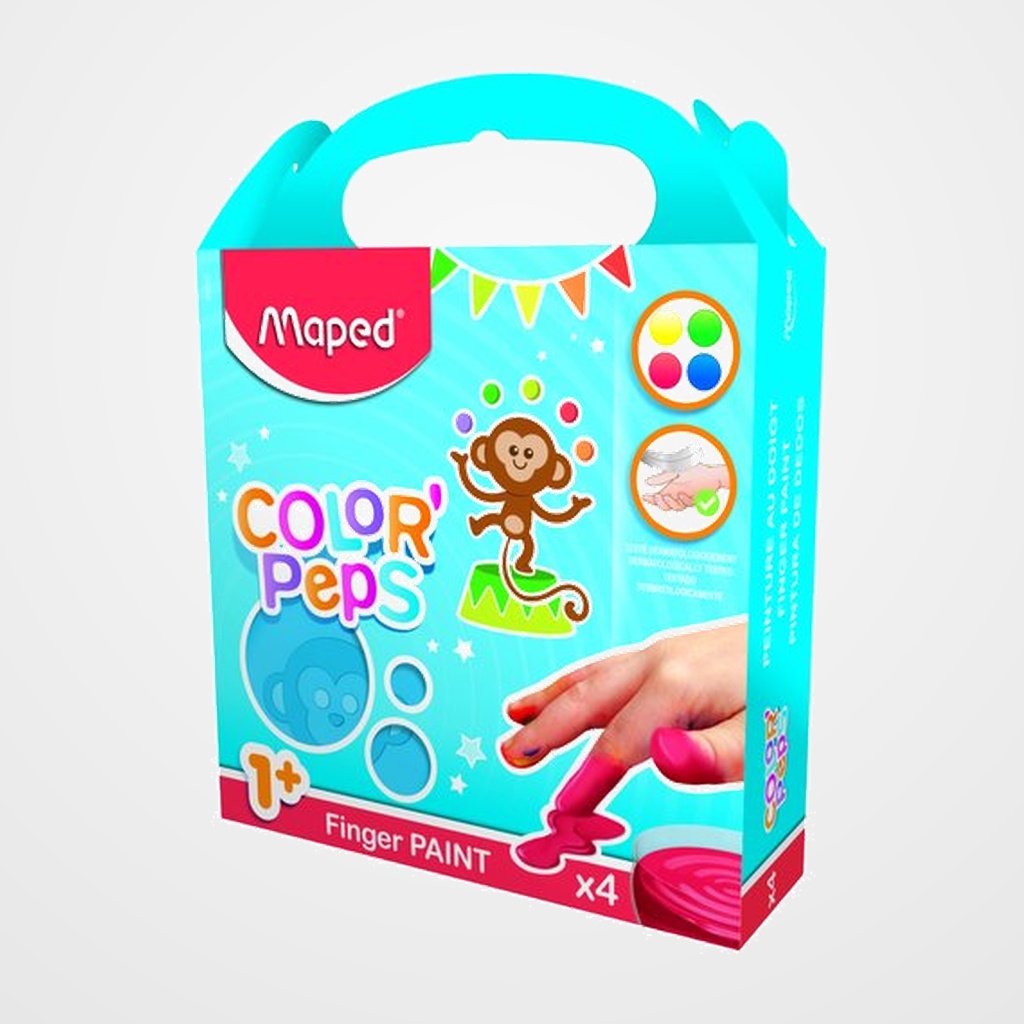 PINTURA de DEDOS MAPED CAJA DE 4 x 80g (azul,amarillo,rojo,verde)