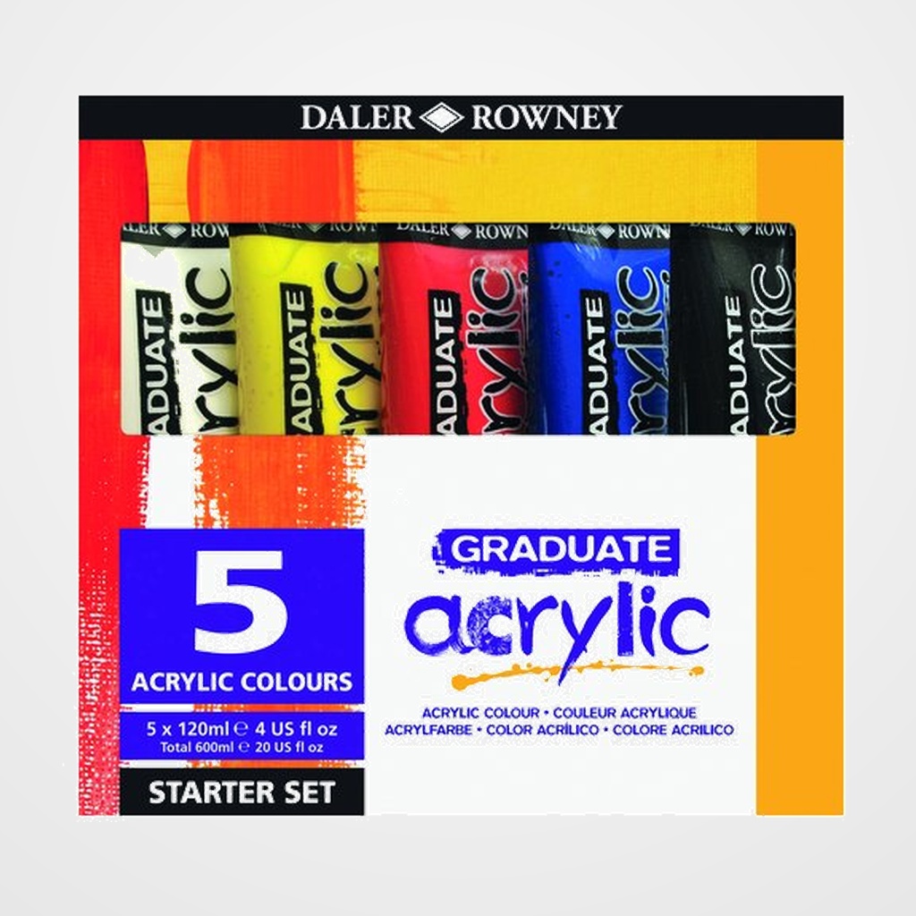 PINTURA ACRILICA DALER ROWNEY GRADUATE 120 ml ESTUCHE DE 5 SURTIDO