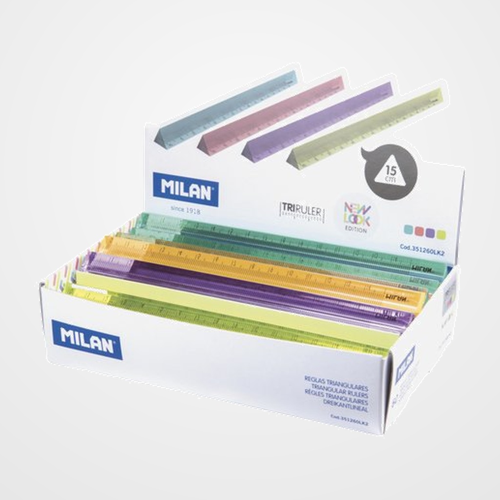 REGLA TRIANGULAR MILAN NEW LOOK 15 cm EXPOSITOR de 60