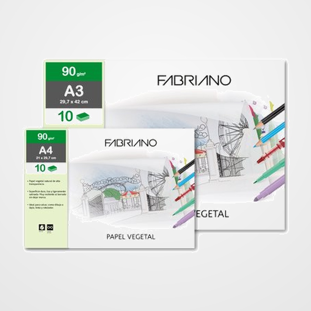 LAMINA PAPEL VEGETAL FABRIANO A3 90 gr. BOLSA DE 12
