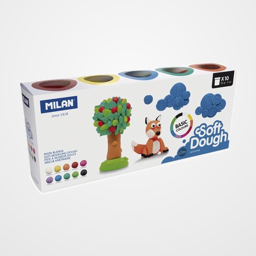 PASTA MODELAR MILAN SOFT DOUGH BASICOS CAJA de 10 (botes de 85 gr.)