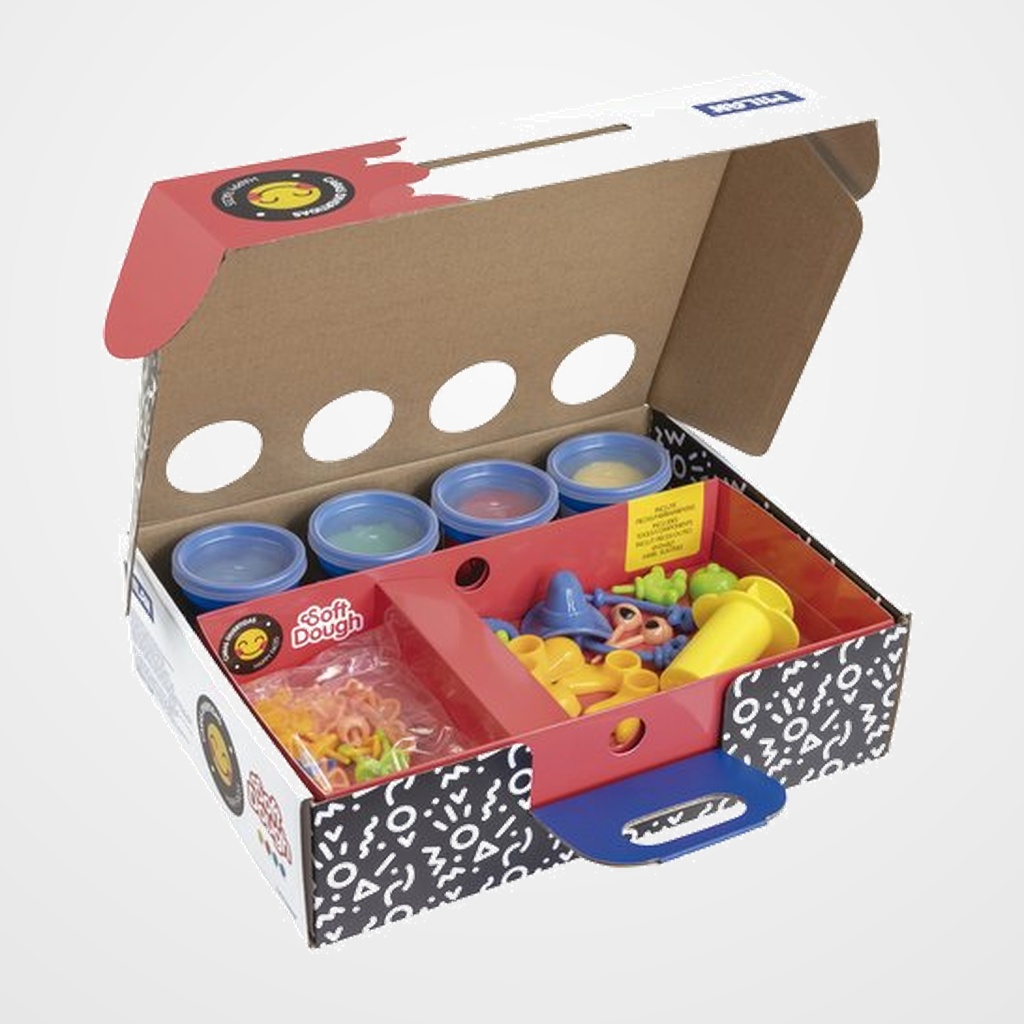 PASTA MODELAR MILAN SOFT DOUGH CARAS DIVERTIDAS MALETIN DE 4 (botes de 116 gr.)