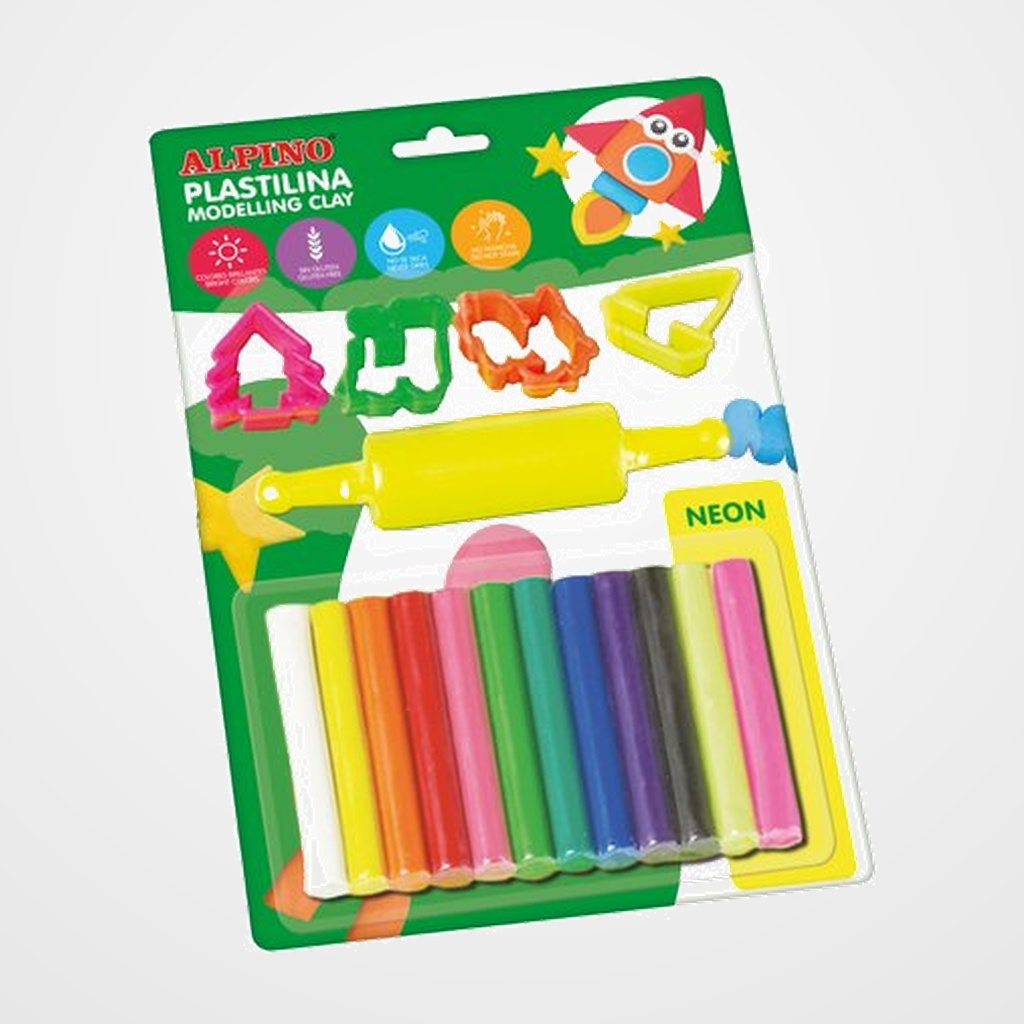 PLASTILINA ALPINO BLISTER 10+2 17GR + HERRAMIENTAS