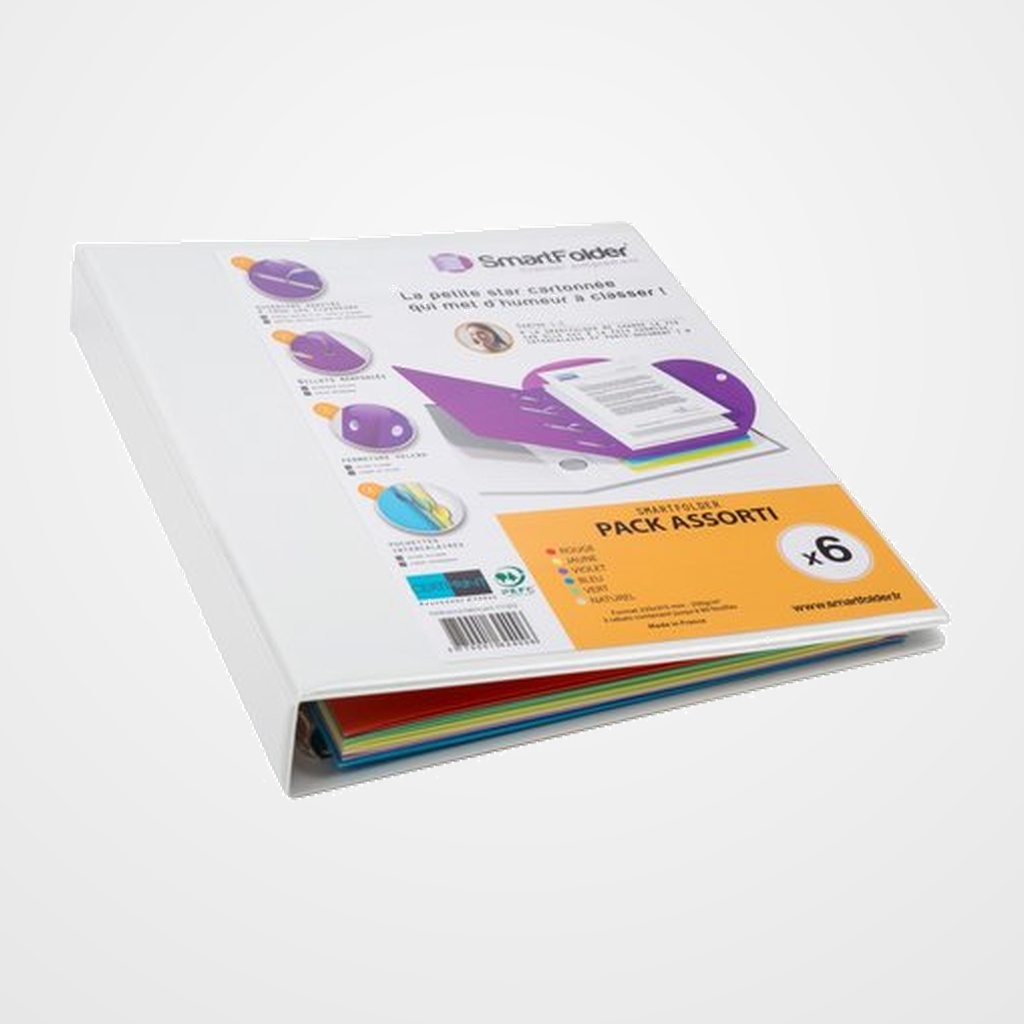 CARPETA de ANILLAS TARIFOLD CARTON FORRADO A4 4an. PERSONALIZABLE BLANCO (incluye 6 smartfolder surtidos)
