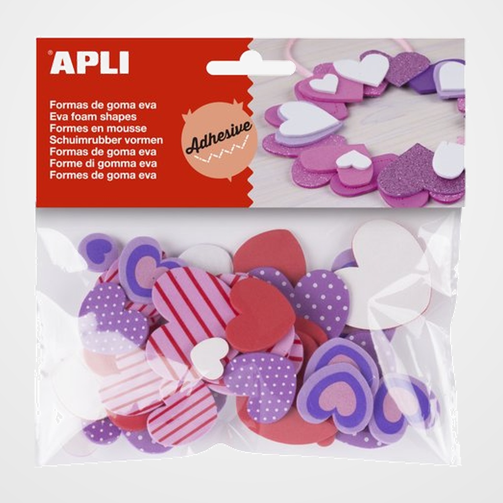 GOMA EVA APLI FORMAS ADHESIVAS CORAZONES BOLSA de 40