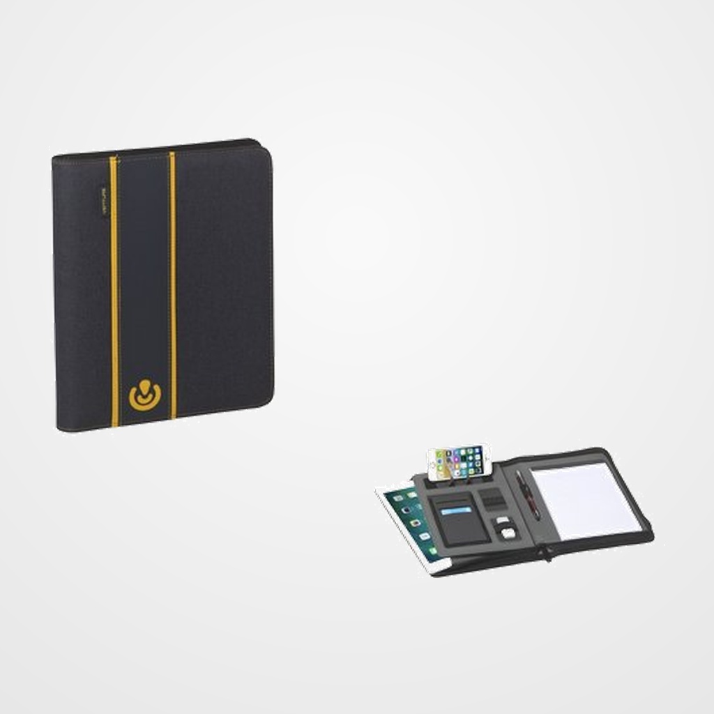 CARPETA de CONGRESOS CARCHIVO VENTURE 27x20x38 cm CIERRE CREMALLERA, BOLSILLO TABLET, SOPORTE ATRIL, BOLSILLOS ELASTICOS AZUL