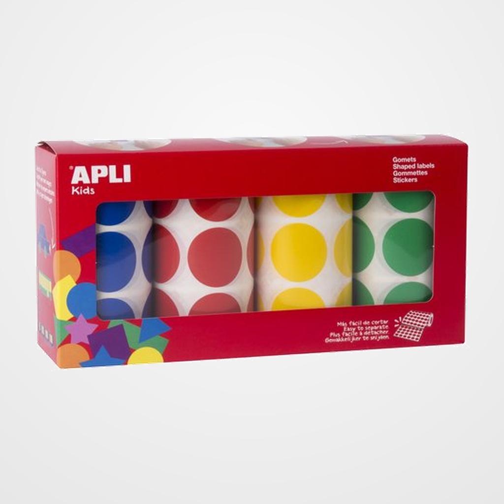 GOMETS APLI  ROLLO CIRCULO Ø 33 mm PACK DE 4 (AM-AZ-RJ-VD)  (14769)