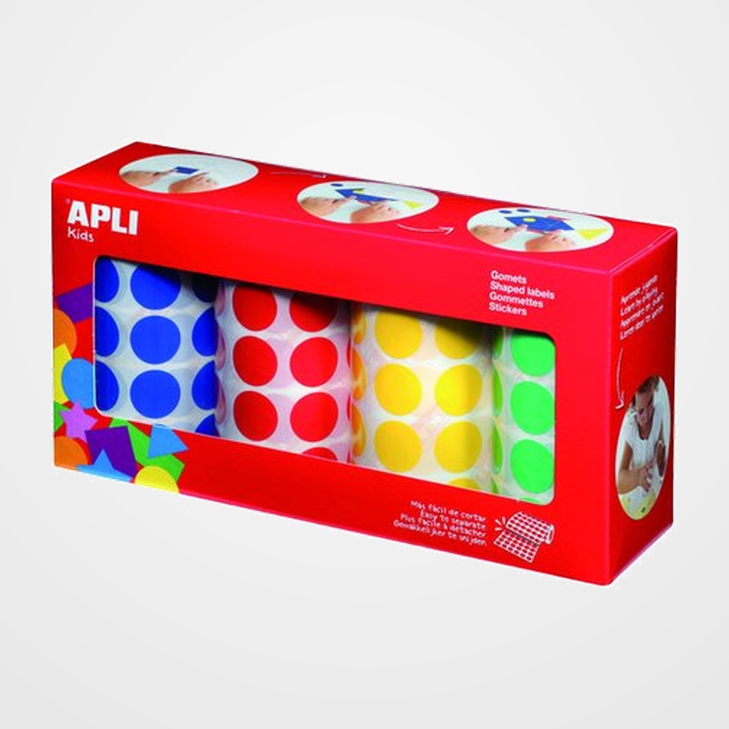 GOMETS APLI  ROLLO 59h CIRCULO Ø 20 mm PACK DE 4 (AM-AZ-RJ-VD) 7.080 uds. (13793)