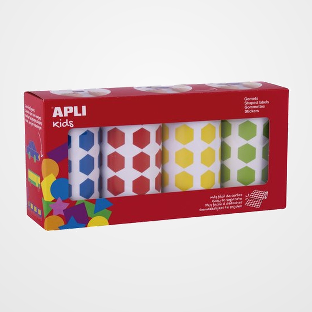 GOMETS APLI  ROLLO 59h HEXAGONOS 20 mm PACK 4 rollos (AZ-RJ-AM-VD) 7.080 uds. (19192)