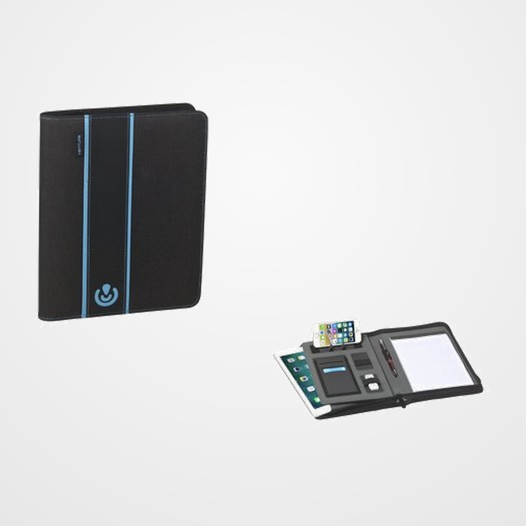 CARPETA de CONGRESOS CARCHIVO VENTURE 27x20x38 cm CIERRE CREMALLERA, BOLSILLO TABLET, SOPORTE ATRIL, BOLSILLOS ELASTICOS NEGRO