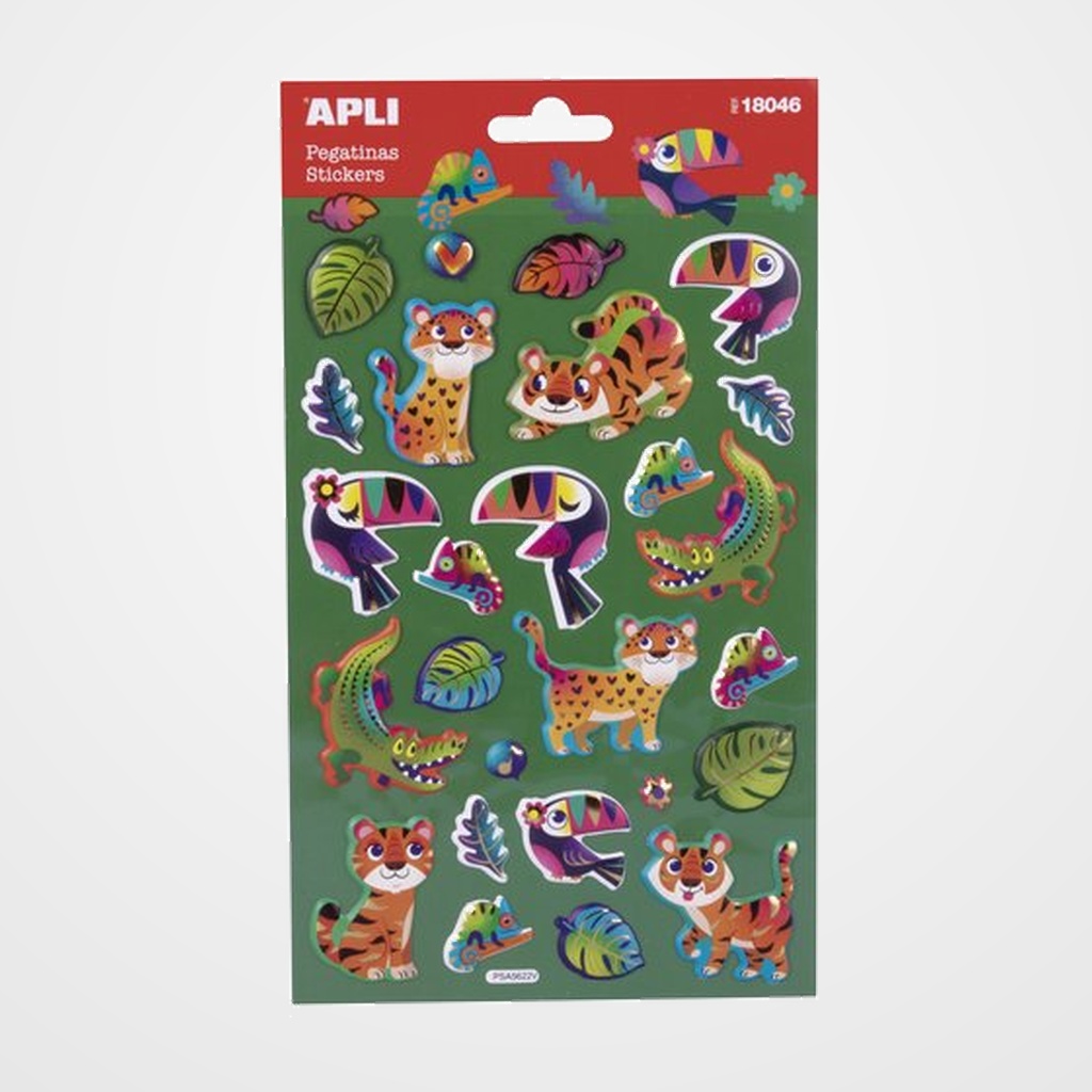 STICKERS APLI BOLSA 1h ANIMALES SELVA  (18046)