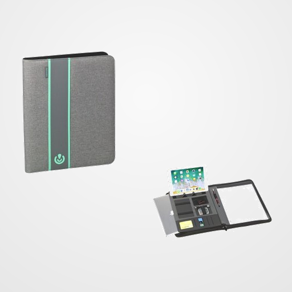 CARPETA de CONGRESOS CARCHIVO VENTURE 33x26x25 cm CIERRE CREMALLERA, BOLSILLO ULTRABOOK, SOPORTE ATRIL, BOLSILLOS ELASTICOS GRIS