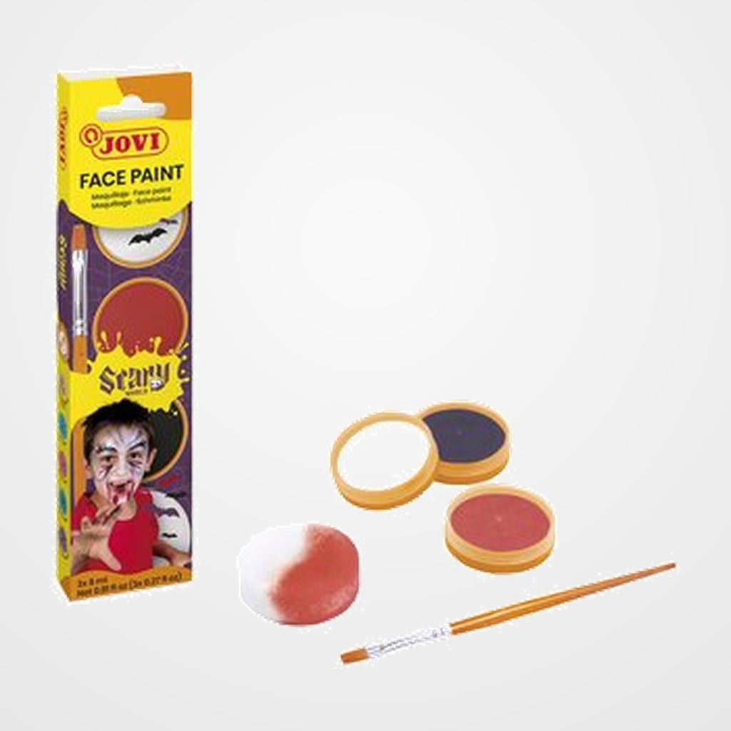 MAQUILLAJE JOVI CREMA FACE PAINT  SET SCARY BOTE de 8 ml CAJA DE 3 + ACCESORIOS