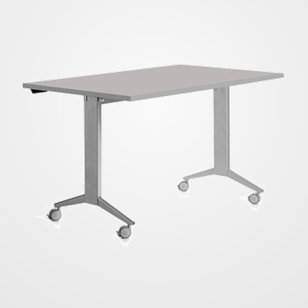 MESA ROCADA METAL 140x80 ESTRUCTURA ALUMINIO TABLERO ABATIBLE GRIS