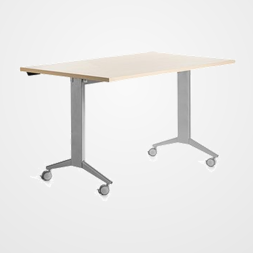 MESA ROCADA METAL 140x80 ESTRUCTURA ALUMINIO TABLERO ABATIBLE HAYA