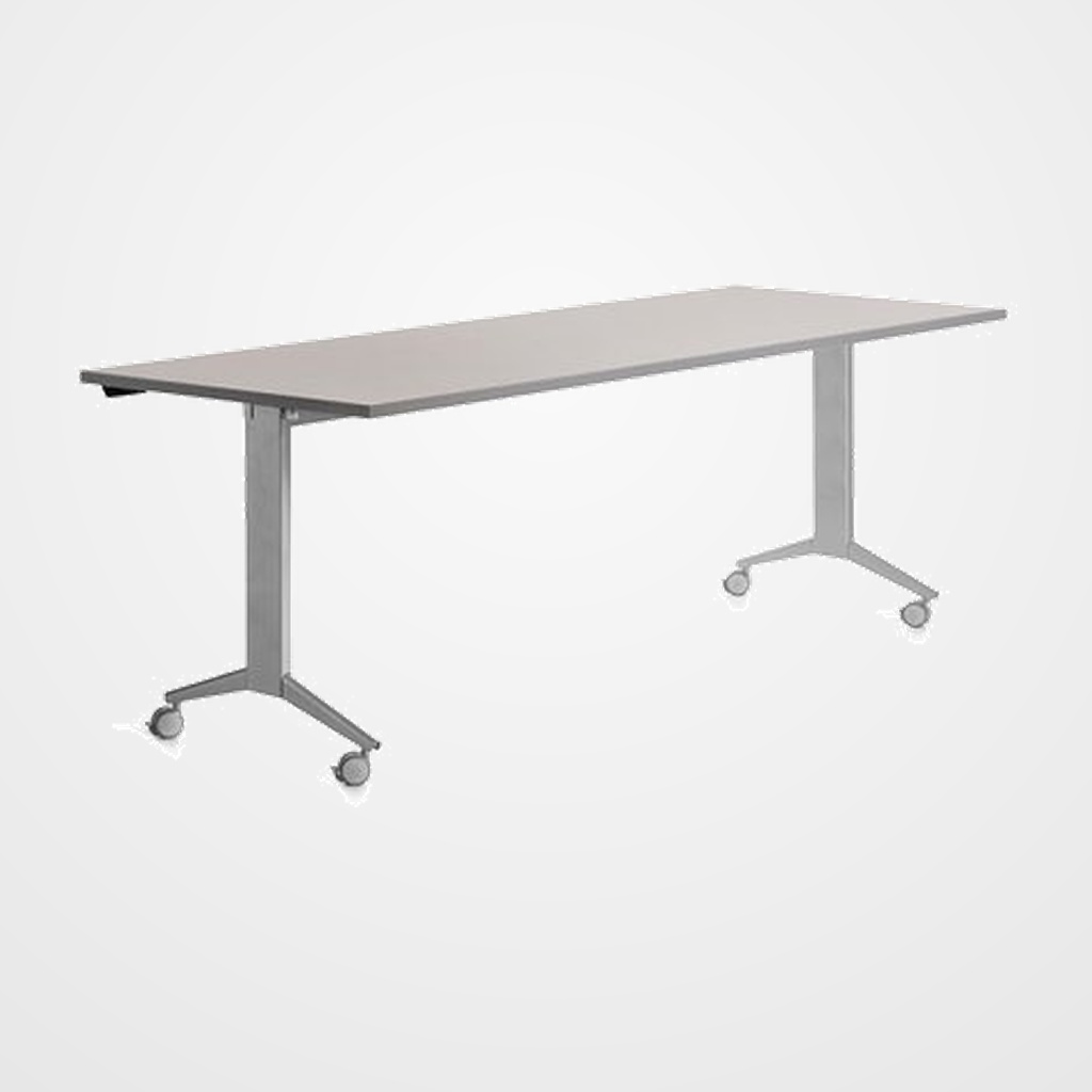 MESA ROCADA METAL 180x80 ESTRUCTURA ALUMINIO TABLERO ABATIBLE GRIS