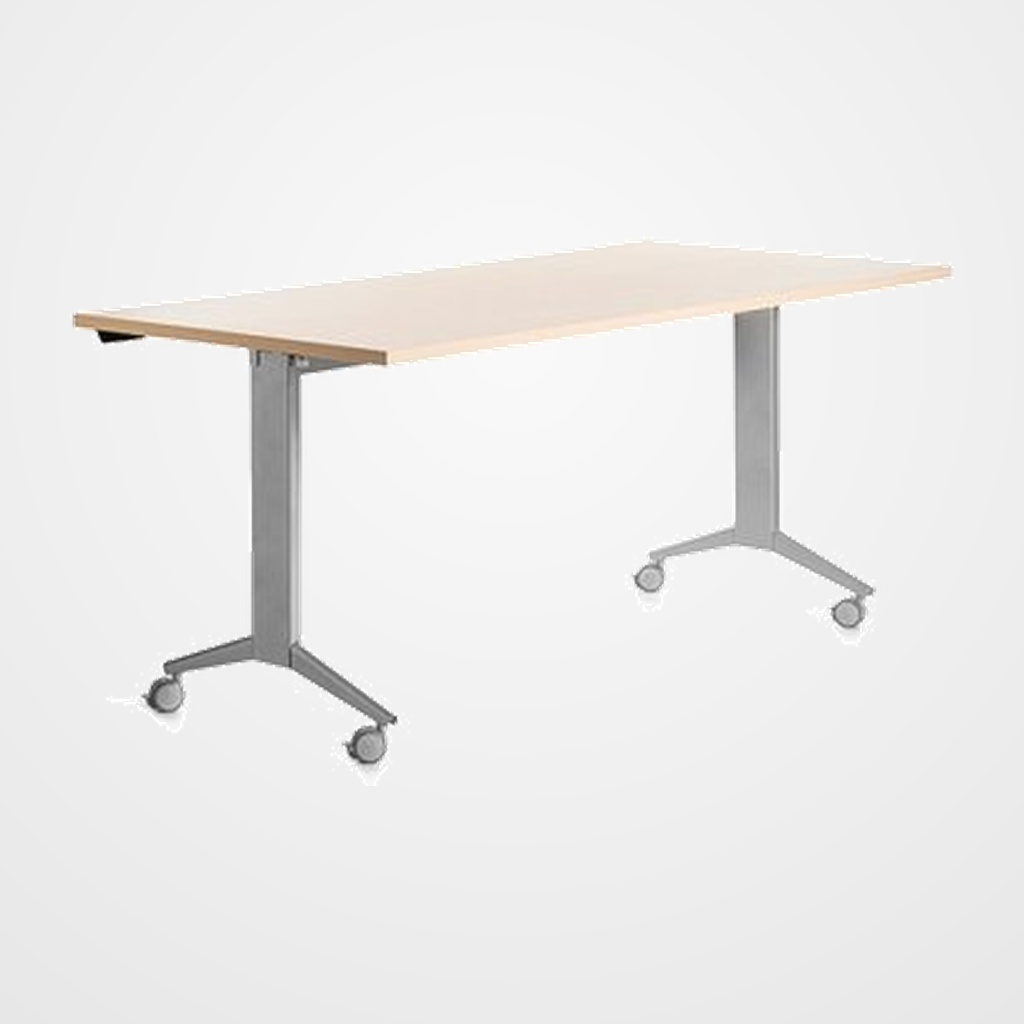 MESA ROCADA METAL 180x80 ESTRUCTURA ALUMINIO TABLERO ABATIBLE HAYA