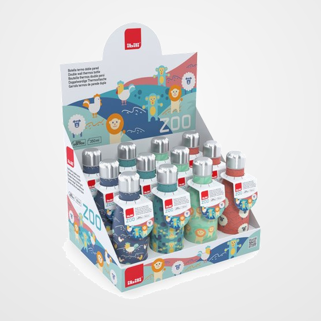 BOTELLA TERMO IBILI 350 ml ACERO INOX ZOO EXPOSITOR DE 12
