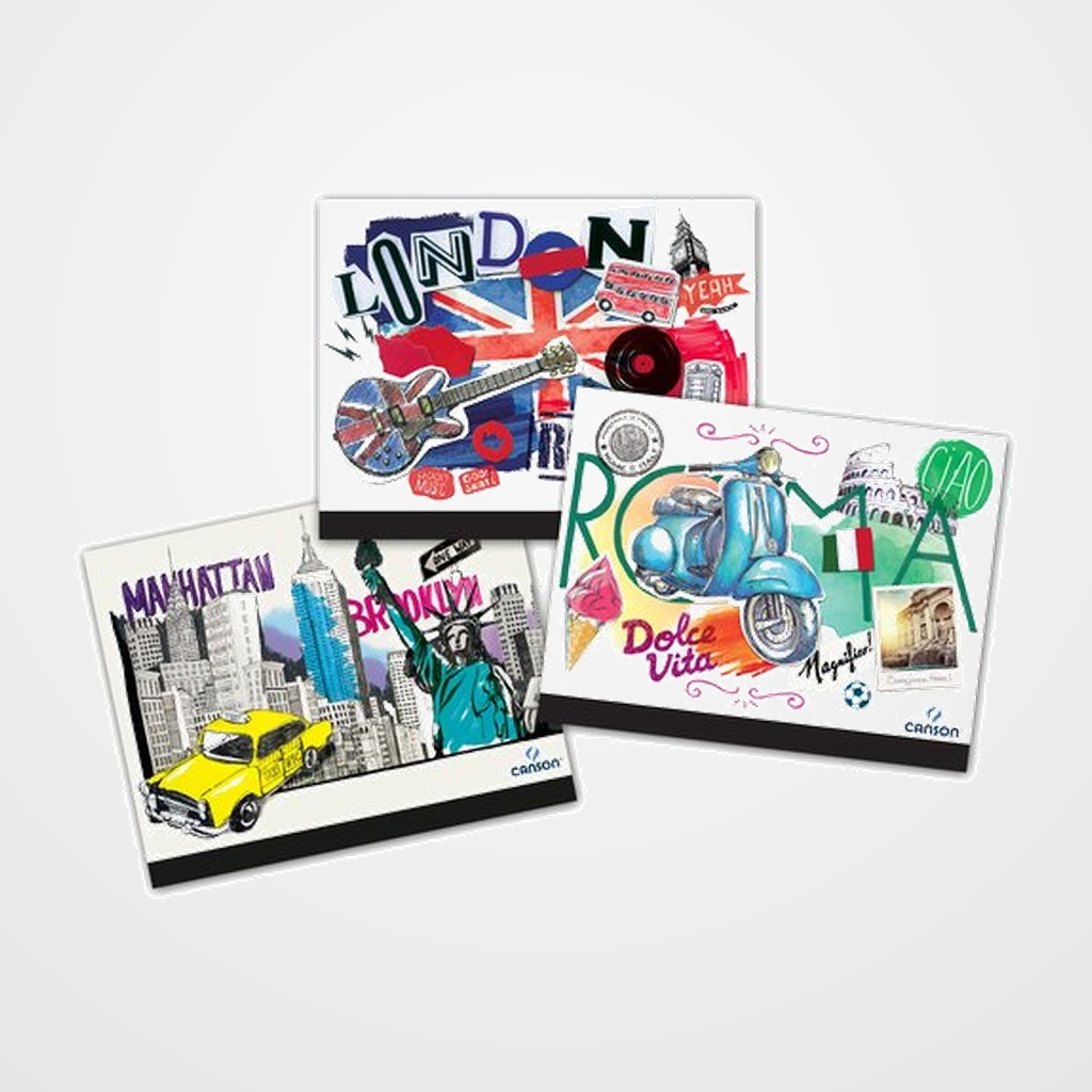 CARPETA de DIBUJO CANSON CREATIVE STUDIO C/GOMAS 26x33 CIUDADES
