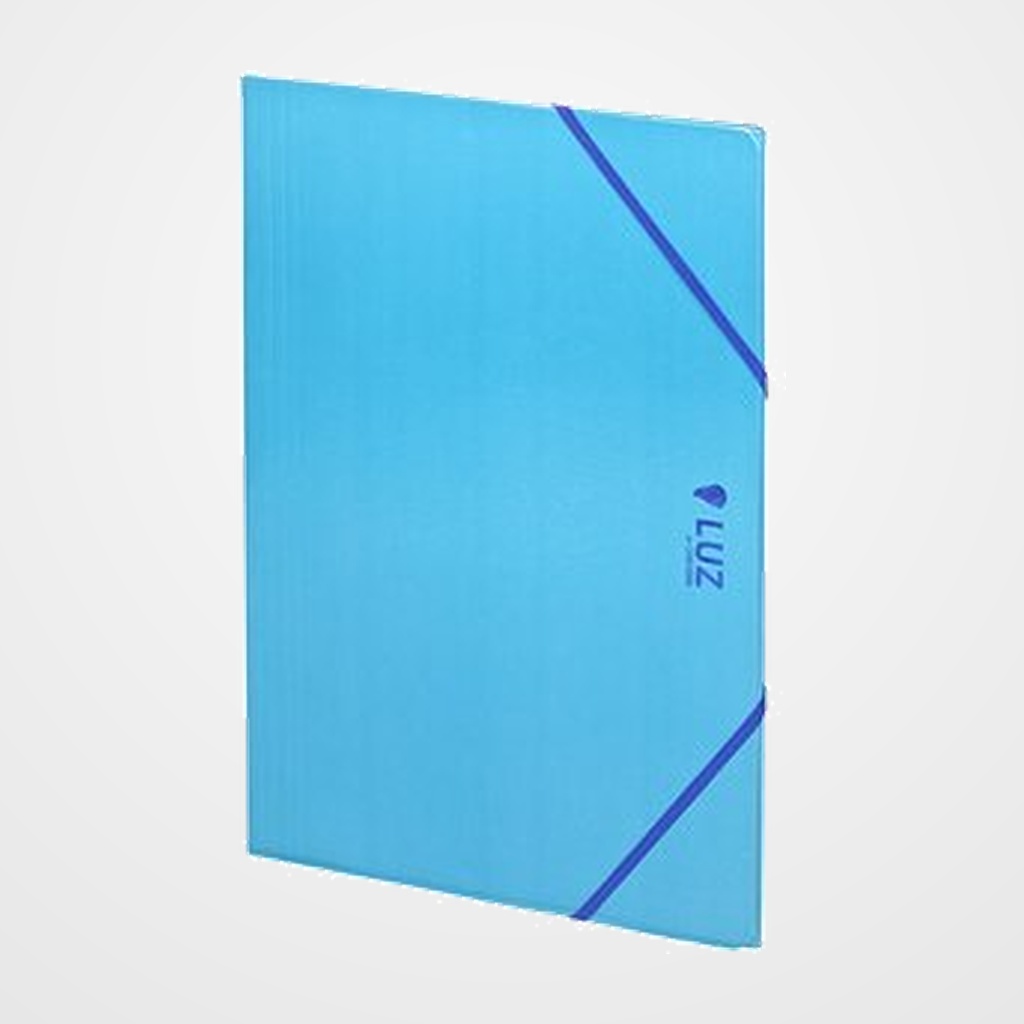 CARPETA de GOMAS y SOLAPAS CARCHIVO LUZ CARTON PLASTIFICADO BRILLO Fº AZUL