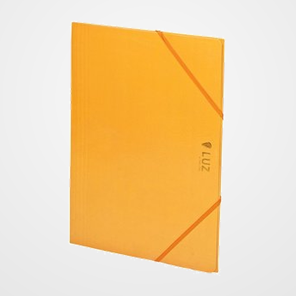 CARPETA de GOMAS y SOLAPAS CARCHIVO LUZ CARTON PLASTIFICADO BRILLO Fº NARANJA