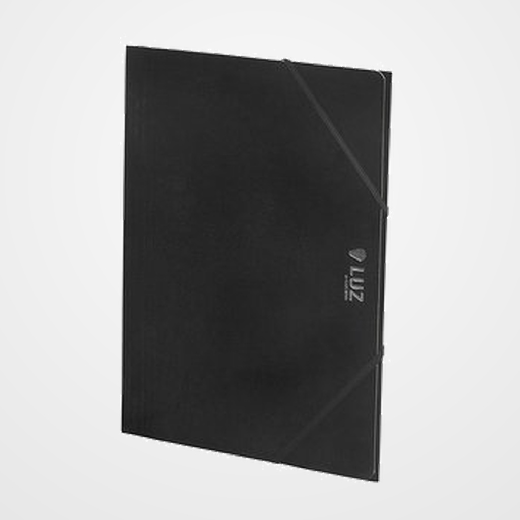 CARPETA de GOMAS y SOLAPAS CARCHIVO LUZ CARTON PLASTIFICADO BRILLO Fº NEGRO