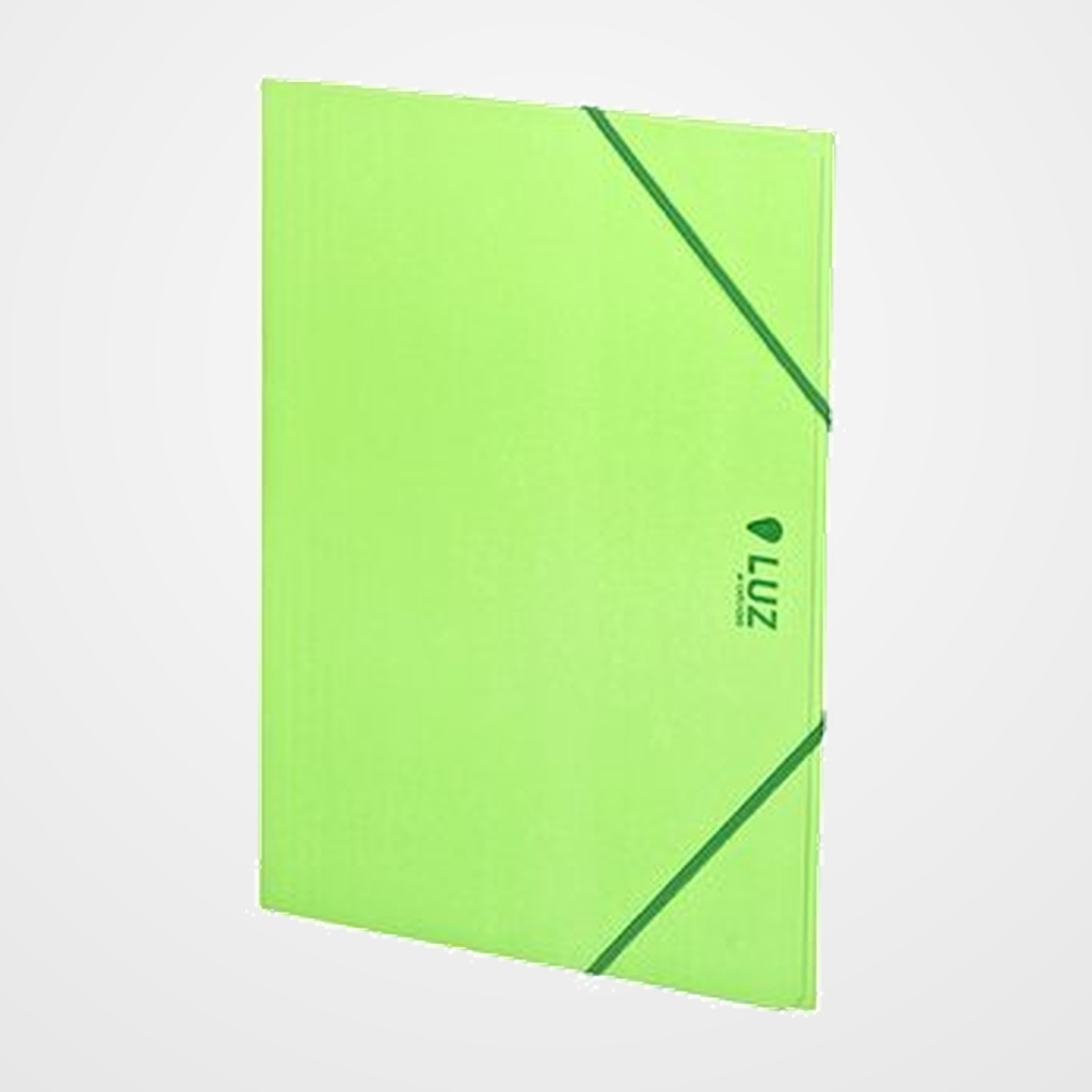 CARPETA de GOMAS y SOLAPAS CARCHIVO LUZ CARTON PLASTIFICADO BRILLO Fº VERDE