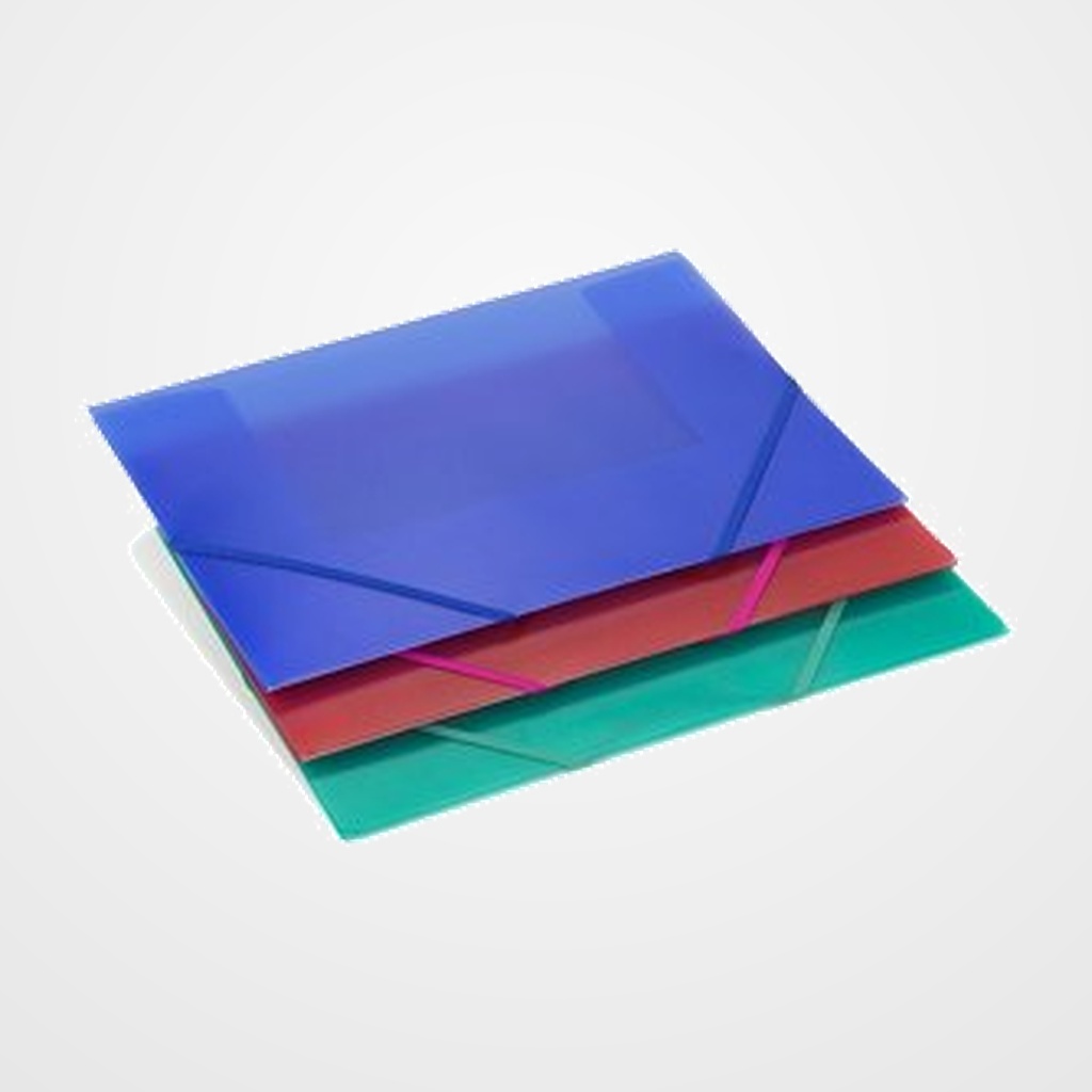 CARPETA de GOMAS y SOLAPAS CARCHIVO PP TRANS. Fº FLUOR AZUL