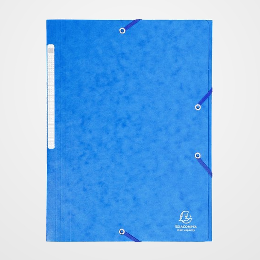 CARPETA de GOMAS y SOLAPAS EXACOMPTA MAXI CARTON A4 con ETIQUETA AZUL