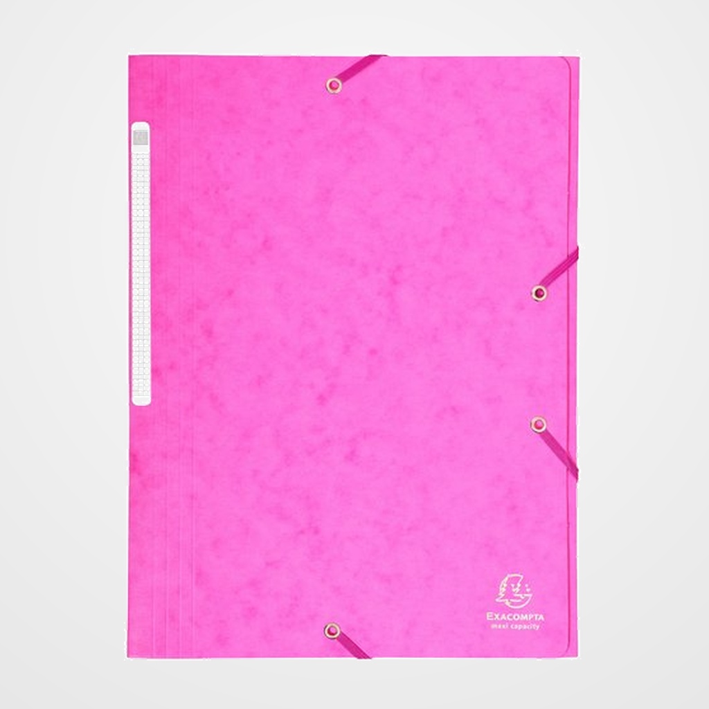 CARPETA de GOMAS y SOLAPAS EXACOMPTA MAXI CARTON A4 con ETIQUETA FUCSIA