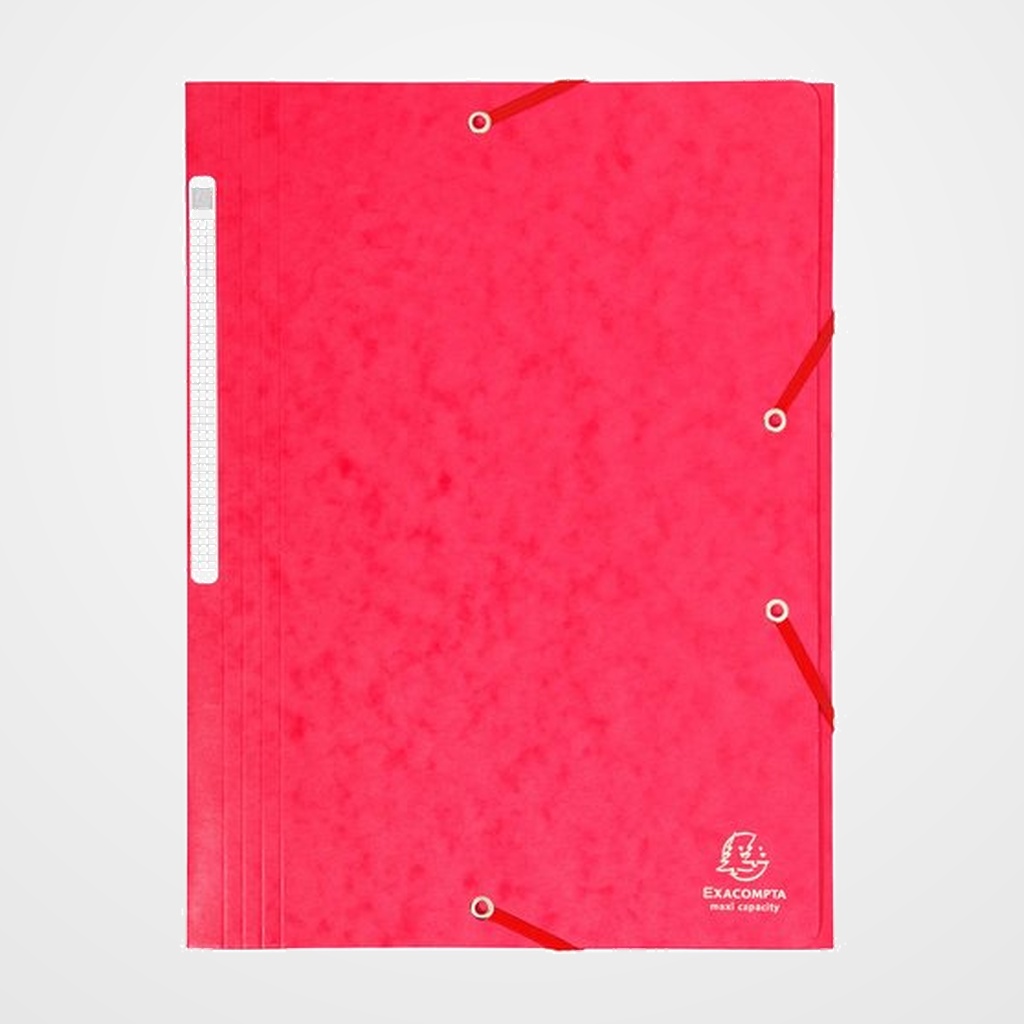 CARPETA de GOMAS y SOLAPAS EXACOMPTA MAXI CARTON A4 con ETIQUETA ROJO