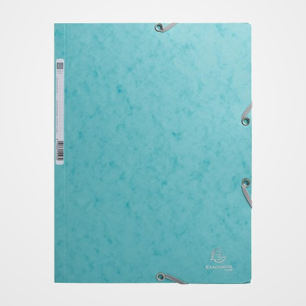 CARPETA de GOMAS y SOLAPAS EXACOMPTA SKANDI CARTULINA A4 400g con ETIQUETA AZUL HIELO