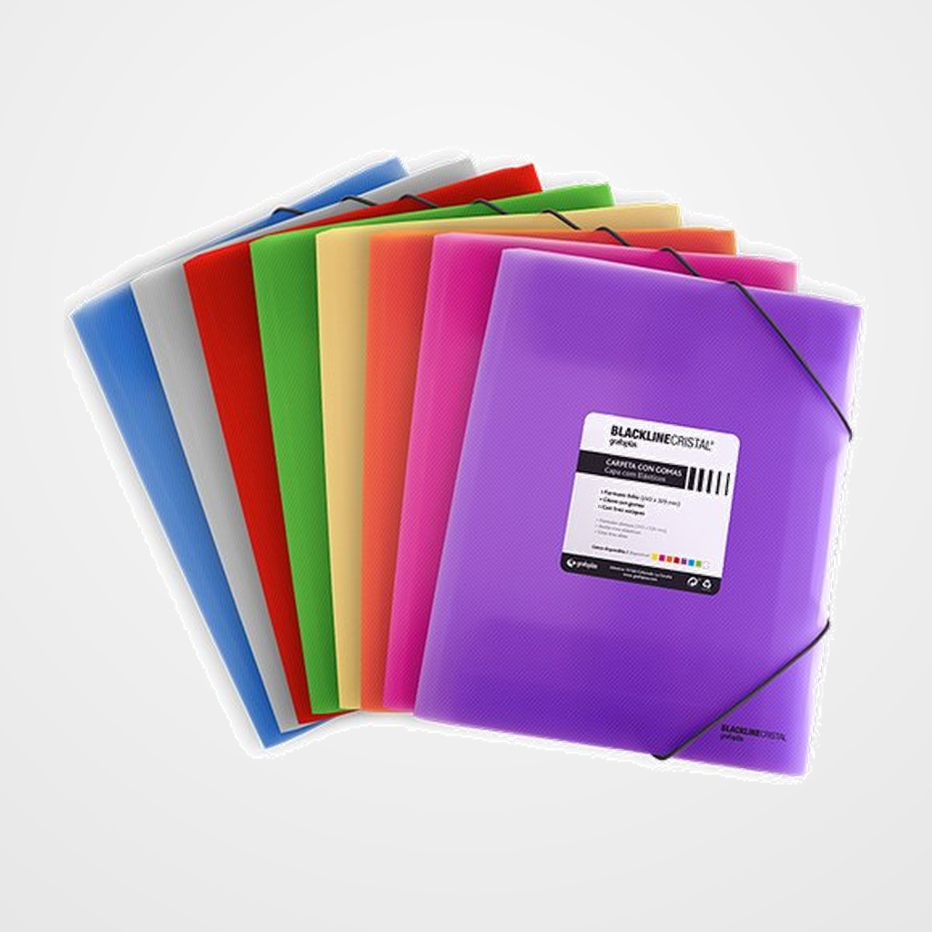 CARPETA de GOMAS y SOLAPAS GRAFOPLAS PP BLACKLINE Fº TRANSPARENTE