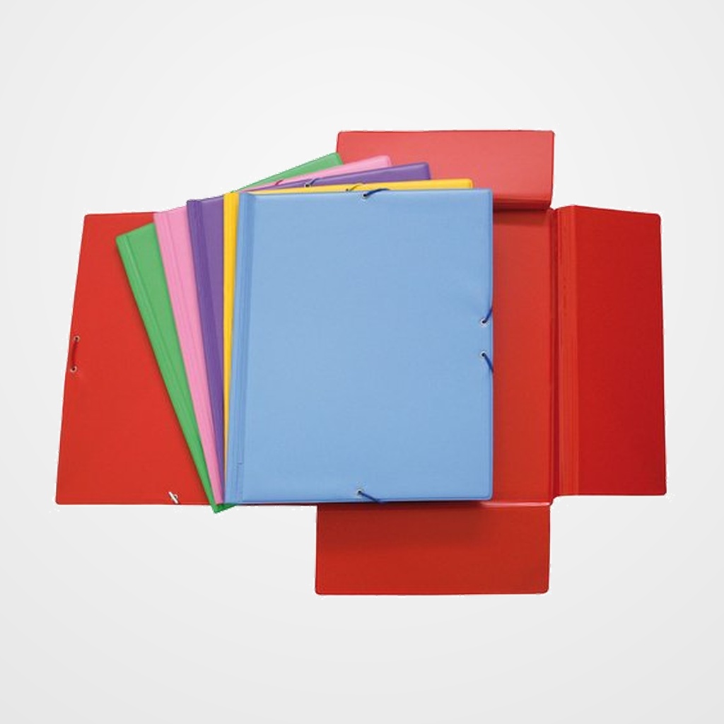 CARPETA de GOMAS y SOLAPAS GRAFOPLAS PVC COLORS Fº  (6 colores surtidos)