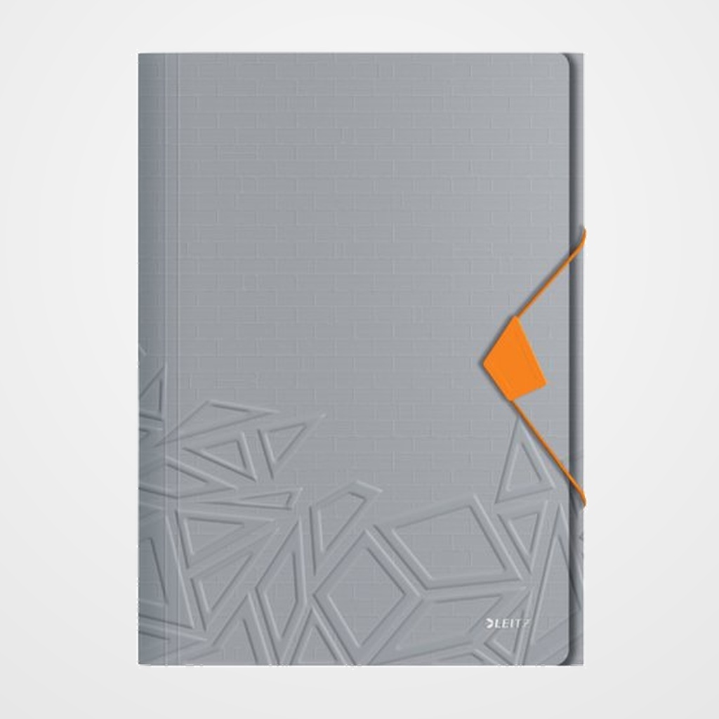 CARPETA de GOMAS y SOLAPAS LEITZ URBAN CHIC PP A4 GRIS
