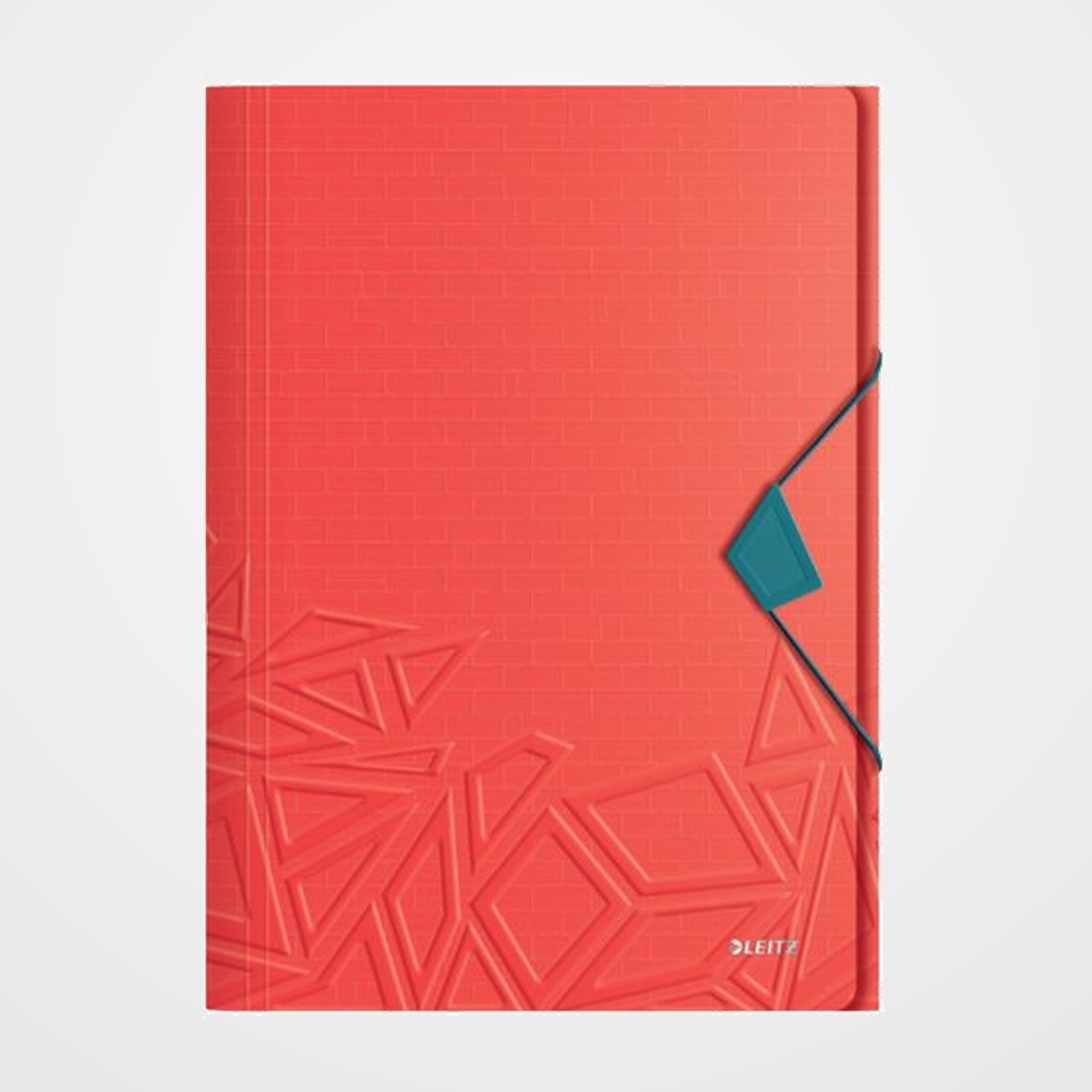 CARPETA de GOMAS y SOLAPAS LEITZ URBAN CHIC PP A4 ROJO