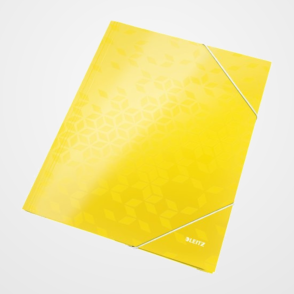 CARPETA de GOMAS y SOLAPAS LEITZ WOW CARTON PLASTIFICADO A4 AMARILLO