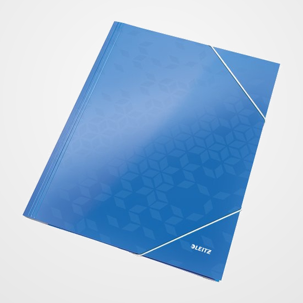 CARPETA de GOMAS y SOLAPAS LEITZ WOW CARTON PLASTIFICADO A4 AZUL