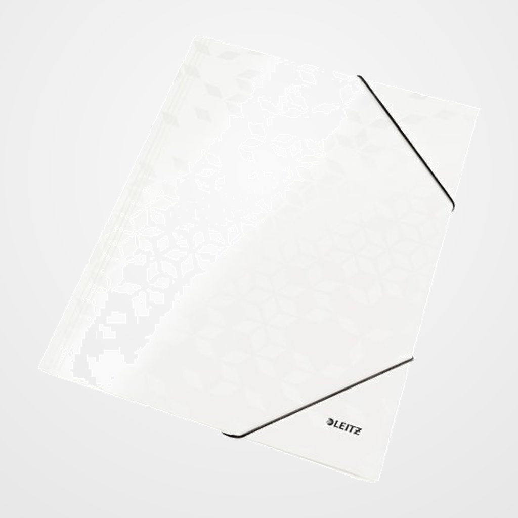 CARPETA de GOMAS y SOLAPAS LEITZ WOW CARTON PLASTIFICADO A4 BLANCO