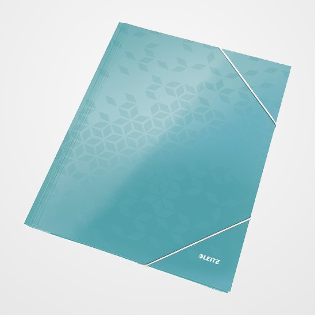 CARPETA de GOMAS y SOLAPAS LEITZ WOW CARTON PLASTIFICADO A4 TURQUESA