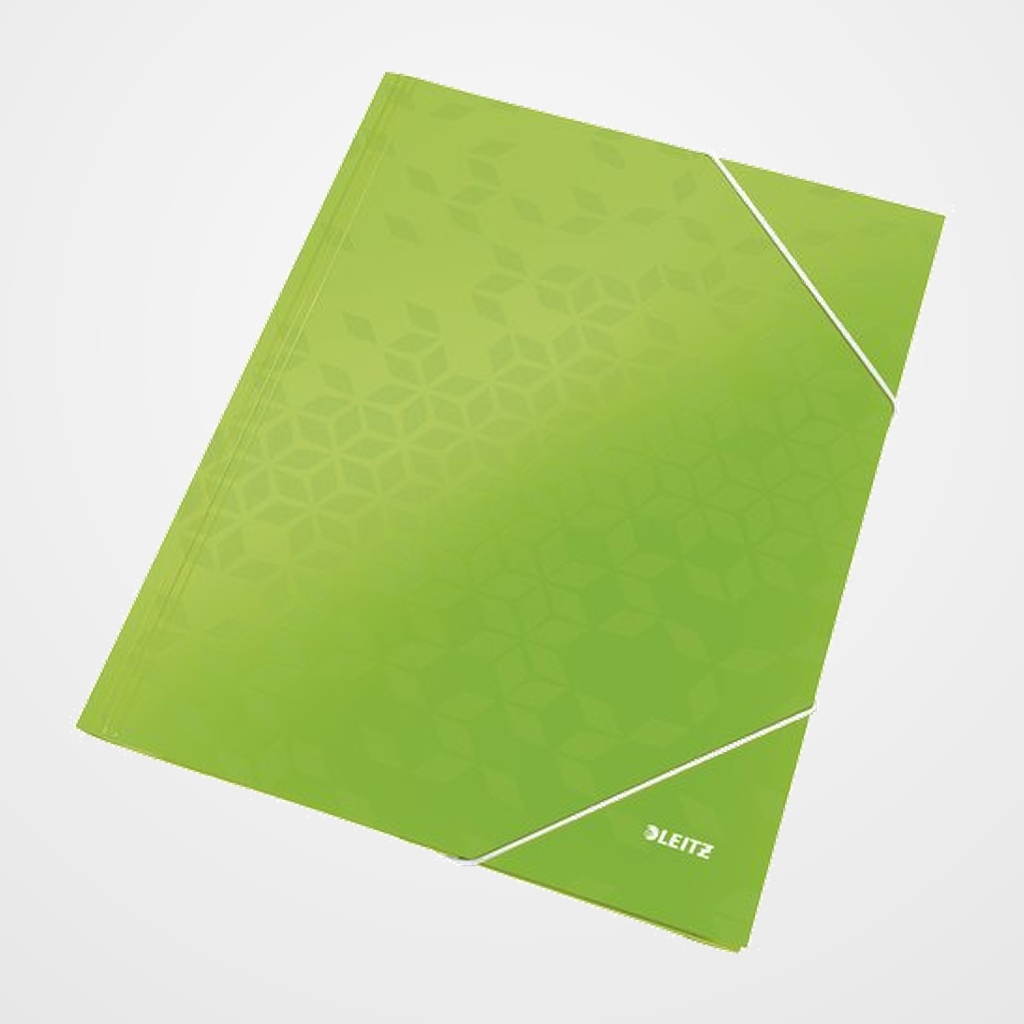 CARPETA de GOMAS y SOLAPAS LEITZ WOW CARTON PLASTIFICADO A4 VERDE