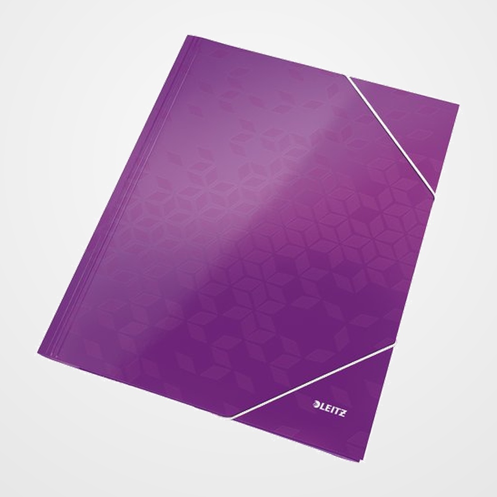 CARPETA de GOMAS y SOLAPAS LEITZ WOW CARTON PLASTIFICADO A4 VIOLETA